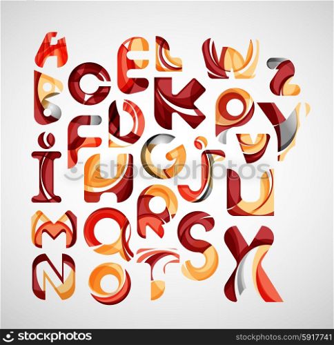 Collection of alphabet letters logos design elements. Business abstract symbol set, flowing overlapping shapes design