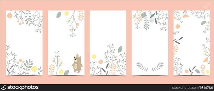 Collection of animal design with bear,leaf.Editable vector illustration for website, invitation,postcard and banner