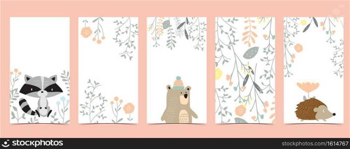 Collection of animal design with bear,leaf,skunk.Editable vector illustration for website, invitation,postcard and banner