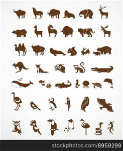 Collection of animal icons vector image