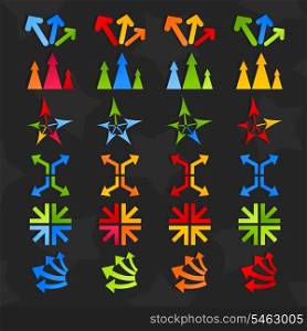 Collection of arrows7. Set of icons of arrows on a black background. A vector illustration