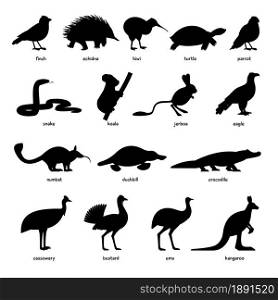 Collection of Australian Animals and Birds Silhouettes