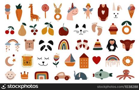 Collection of baby icons. Vector illustration.
