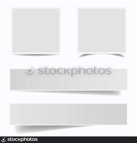 Collection of blank paper frames with different shadow effect and empty copy space for your advertising, photograph and picture. EPS 10 vector illustration isolated on white background.
