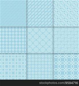 Collection of blue seamless patterns vector image