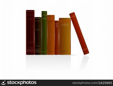 Collection of books on white background