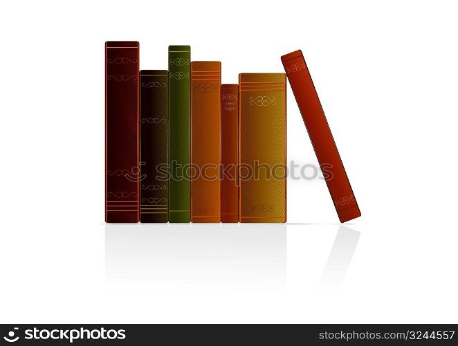 Collection of books on white background, vector illustration