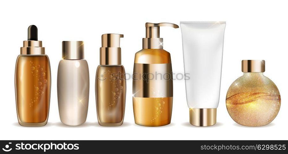 Collection of Bottle Template for Ads or Magazine Background. 3D Realistic Vector Iillustration. EPS10. Collection of Bottle Template for Ads or Magazine Background. 3D Realistic Vector Iillustration.