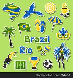 Collection of Brazil sticker objects and cultural symbols. Collection of Brazil sticker objects and cultural symbols.