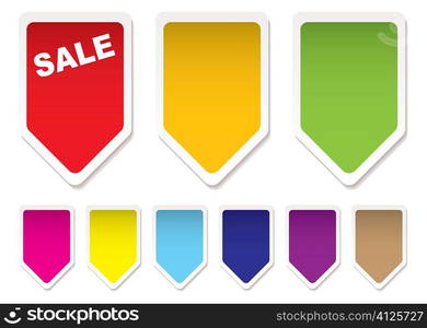 Collection of brightly coloured price tag icons blank