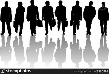 Collection of business people silhouettes with shadows