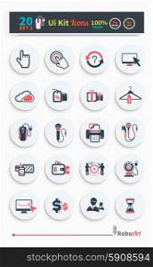 Collection of business, shopping icons such as devices, tag, sticker, basket in black color isolated on white background. Stylish ui kit concept set