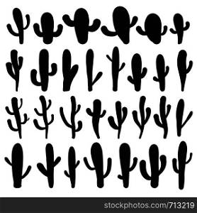 Collection of cactus silhouettes, Vector illustration.