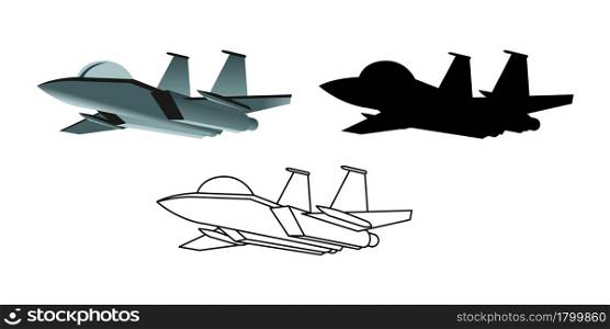 collection of cartoon of army fighter plane,vector illustration