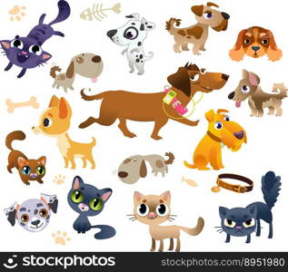 Collection of cats and dogs vector image