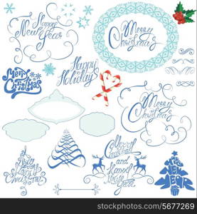 Collection of Christmas and New Year calligraphy handwritten texts and frames