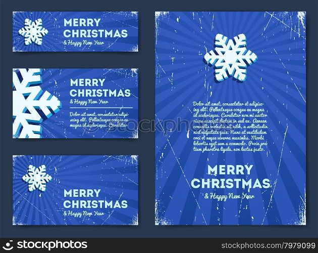Collection of Christmas banners with snowflake and text