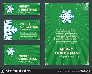 Collection of Christmas banners with snowflake and text