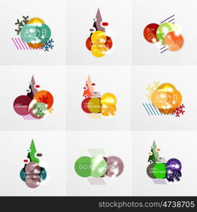 Collection of Christmas Sale Stickers, Labels and Tags with snowflakes. For web design templates, online store price promotions