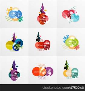 Collection of Christmas Sale Stickers, Labels and Tags with snowflakes. For web design templates, online store price promotions