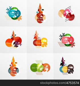 Collection of Christmas Sale Stickers, Labels and Tags with snowflakes. For web design templates, online store price promotions