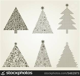Collection of Christmas trees. A vector illustration