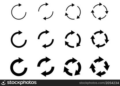 Collection of circular arrow icons. Direction element. Cursor sign. Recycle symbol. Vector illustration. Stock image. EPS 10.. Collection of circular arrow icons. Direction element. Cursor sign. Recycle symbol. Vector illustration. Stock image.