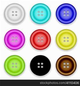 Collection of clothes buttons with a selection of colors with shadow