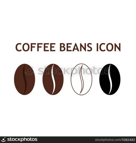 Collection of coffee bean icon isolated on white background