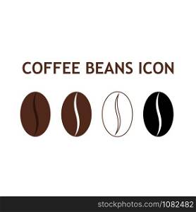 Collection of coffee bean icon isolated on white background