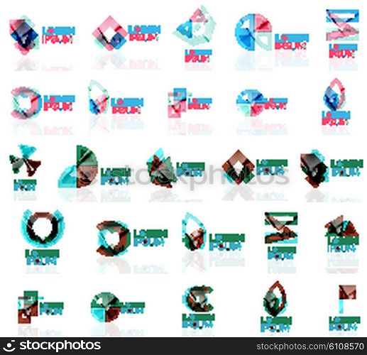 Collection of colorful abstract origami logos. Company universal concept branding identity emblem, elements, buttons