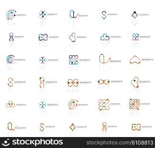 Collection of colorful abstract origami logos. Company universal concept branding identity emblem, elements, buttons