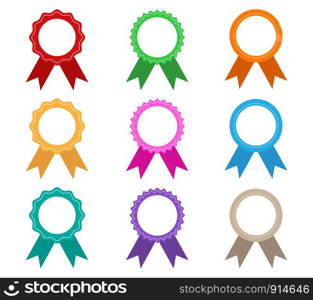 Collection of colorful award ribbons vector set isolated on white background - Vector illustration