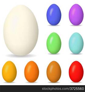 Collection of colorful blank easter eggs isolated on white.