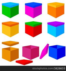 Collection of colorful box christmas gifts. Vector illustration.