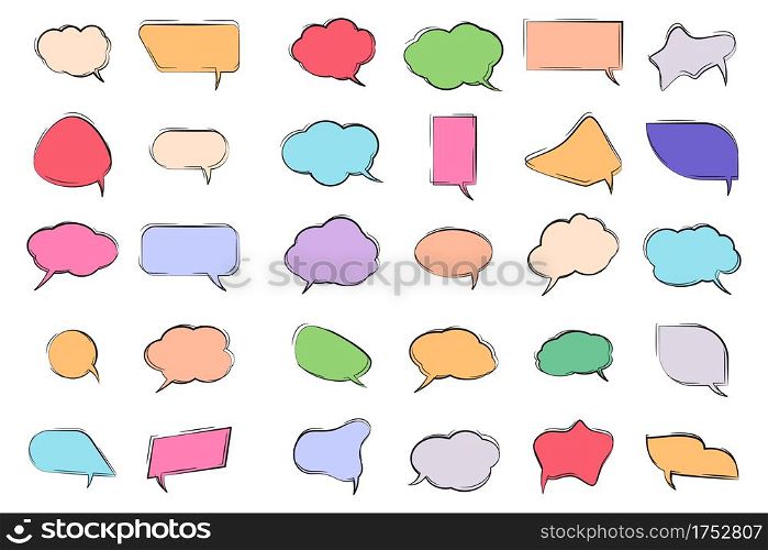 Collection of colorful speech bubbles