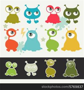 Collection of cute cartoon little monsters.