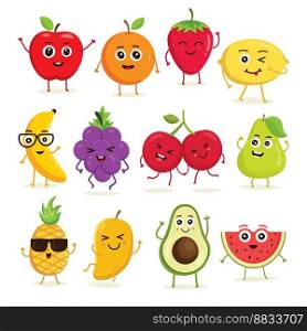 Collection of cute fruits vector image