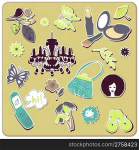collection of cute stickers for your design