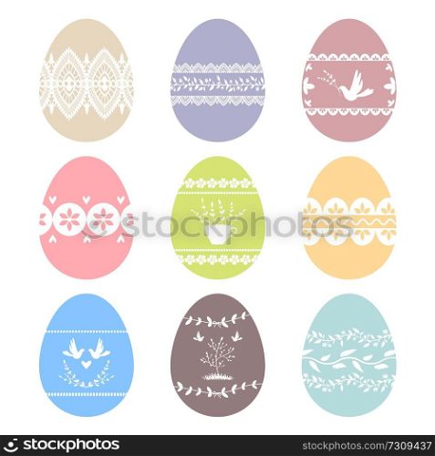 Collection of decorated Easter eggs. Vector images. Eps 10