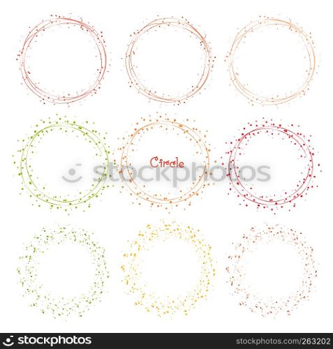 Collection of decorative round frames. Vector illustration.