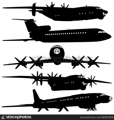 Collection of different airplane silhouettes. vector illustration for designers