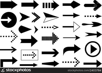 Collection of different arrows isolated on white