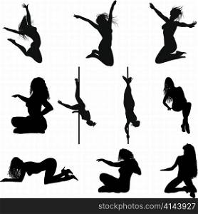 Collection of different erotic silhouettes. Vector illustration.