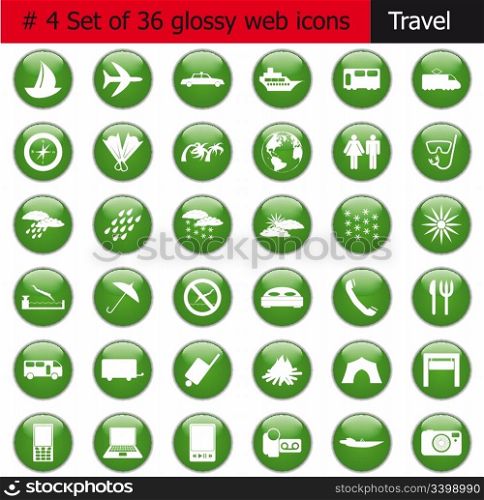 Collection of different icons for using in web design. Set #4. Travel.