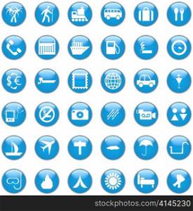 Collection of different icons for using in web design. Travel.