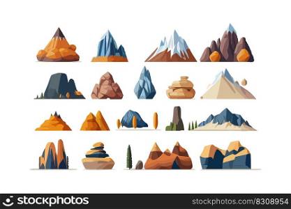 Collection of different mountains. Vector illustration desing.