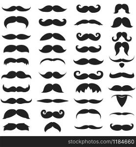 Collection of different mustache and beard of men on a white background. Collection of different mustache and beard of men