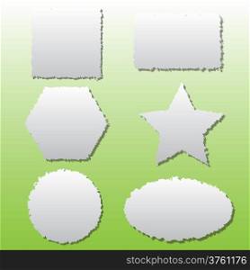 Collection of different shape paper tears, vector illustration