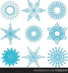 Collection of different snowflake designs